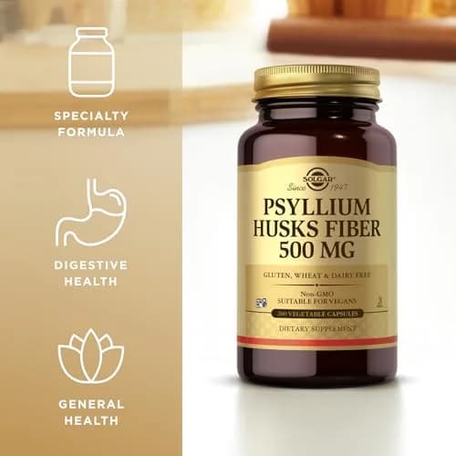 Solgar Psyllium Husks Fiber 500 mg Vegetable Capsules, 200 Count | Natural Source of Dietary Fiber for Digestive Support thumbnail 4
