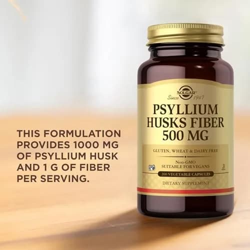 Solgar Psyllium Husks Fiber 500 mg Vegetable Capsules, 200 Count | Natural Source of Dietary Fiber for Digestive Support thumbnail 5