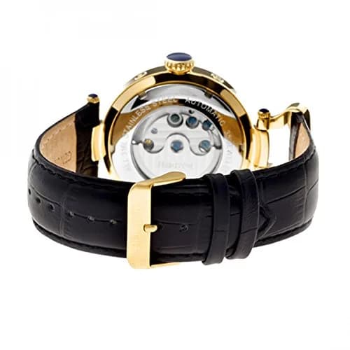 HERITOR Ganzi Automatic Watch for Men – 44mm Semi-Skeleton, 35-Jewel Movement, Sapphire Crystal, Leather Strap, Gold/Black thumbnail 2