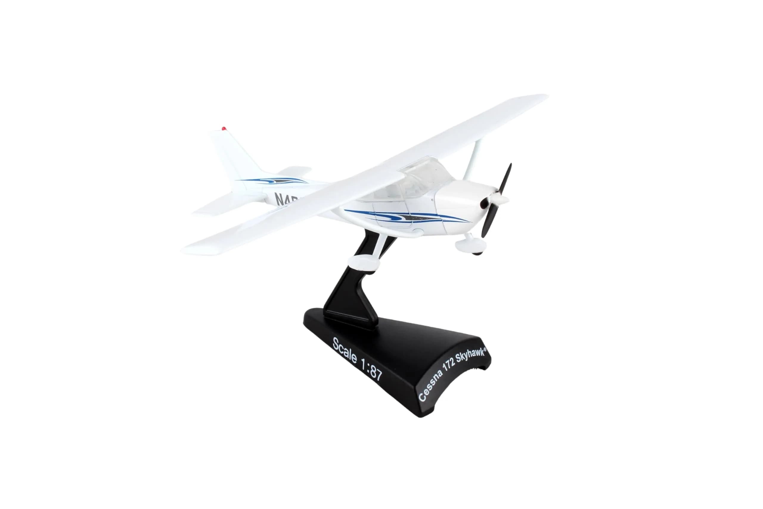 Postage Stamp Cessna 172 Skyhawk 1:87 Scale Diecast Model Airplane | Officially Licensed Collectible with Display Stand — White