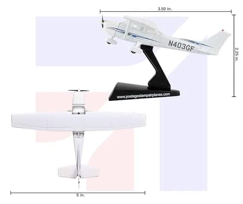 Postage Stamp Cessna 172 Skyhawk 1:87 Scale Diecast Model Airplane | Officially Licensed Collectible with Display Stand thumbnail 6