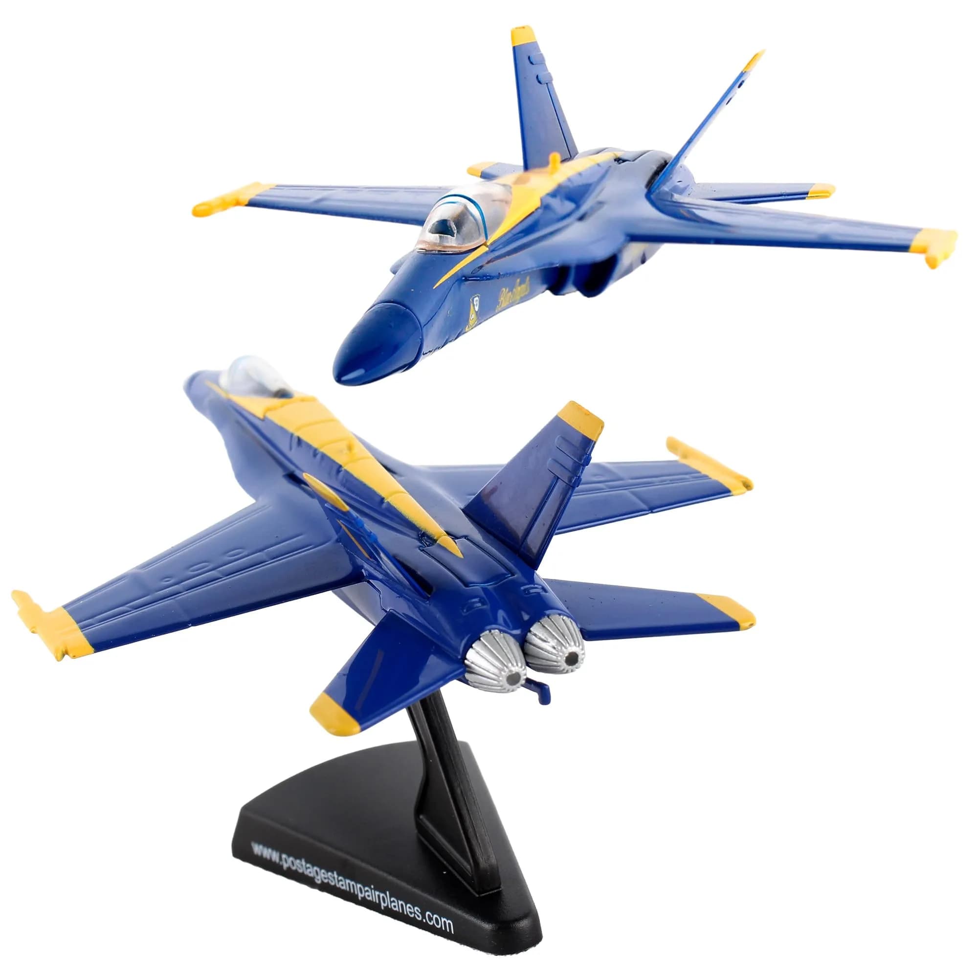 Postage Stamp F/A-18C Hornet Blue Angels – 1/150 Scale Die-Cast Metal Jet Model with Display Stand – Officially Licensed US Navy Collectible for Adults 14+ — HORNET BLUE ANGELS