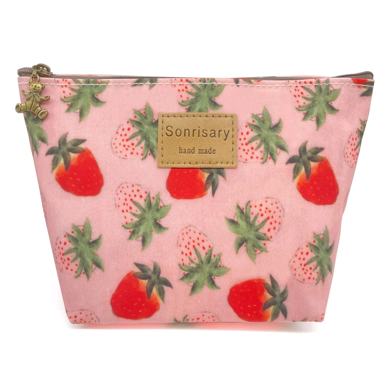 Hunger Pink Strawberry Print Make-Up Cosmetic Bag Carry Case, 14 Patterns (P1141707) | Waterproof, Portable & Organize