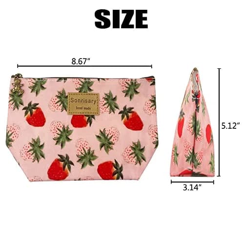 Hunger Pink Strawberry Print Make-Up Cosmetic Bag Carry Case, 14 Patterns (P1141707) | Waterproof, Portable & Organize thumbnail 4