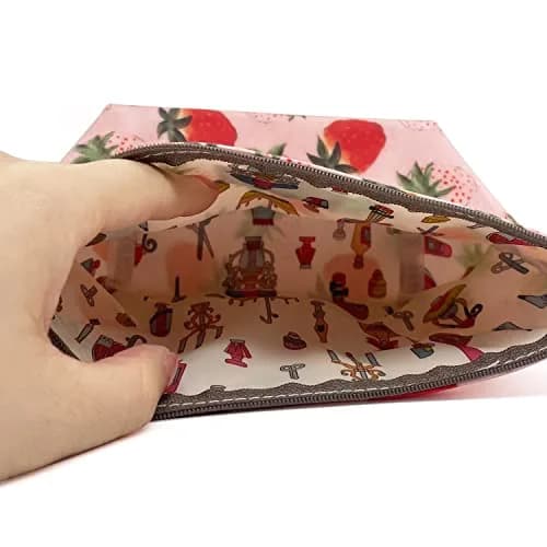 Hunger Pink Strawberry Print Make-Up Cosmetic Bag Carry Case, 14 Patterns (P1141707) | Waterproof, Portable & Organize thumbnail 2