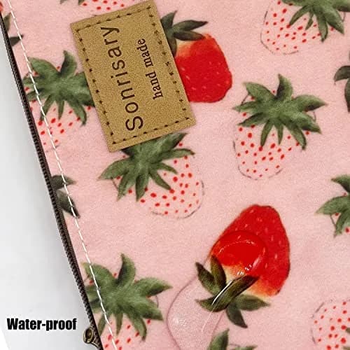 Hunger Pink Strawberry Print Make-Up Cosmetic Bag Carry Case, 14 Patterns (P1141707) | Waterproof, Portable & Organize thumbnail 3