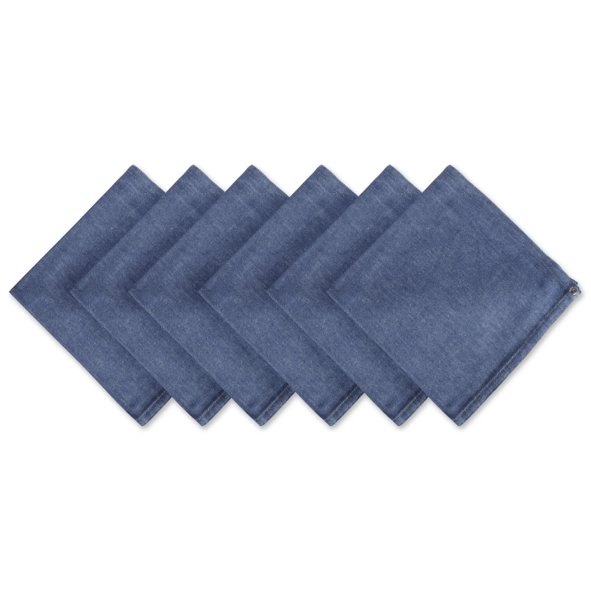 DII Solid Napkin Set Collection, 20x20 in Denim | 6 Piece Cotton Table Napkins