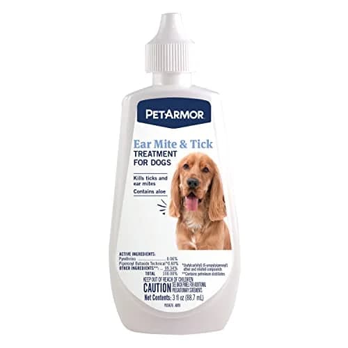 PetArmor Ear Mite & Tick Treatment for Dogs, 88.7 ml (3 fl oz) | Kills Mites & Ticks, Relieves Itching with Aloe thumbnail 1