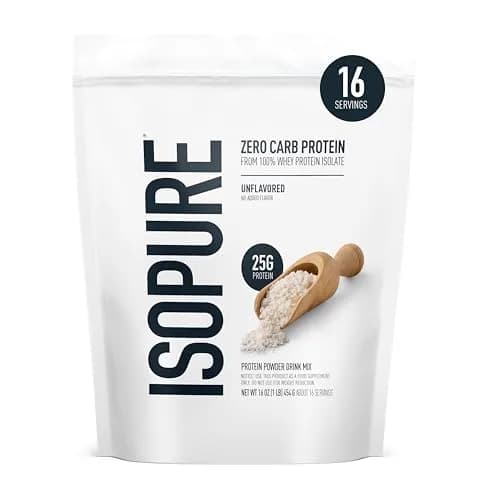 Isopure Zero Carb 100% Pure Whey Isolate Protein Powder Unflavored 454g (1 Lb) | Zero Carb Protein for Daily Health thumbnail 1