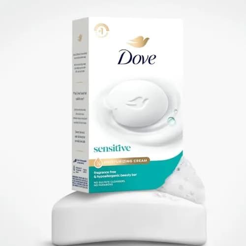 Dove Sensitive Skin Beauty Bar Soap 106g (3.75 oz) 6 Bars | Fragrance-Free Hypoallergenic Cleanser thumbnail 2