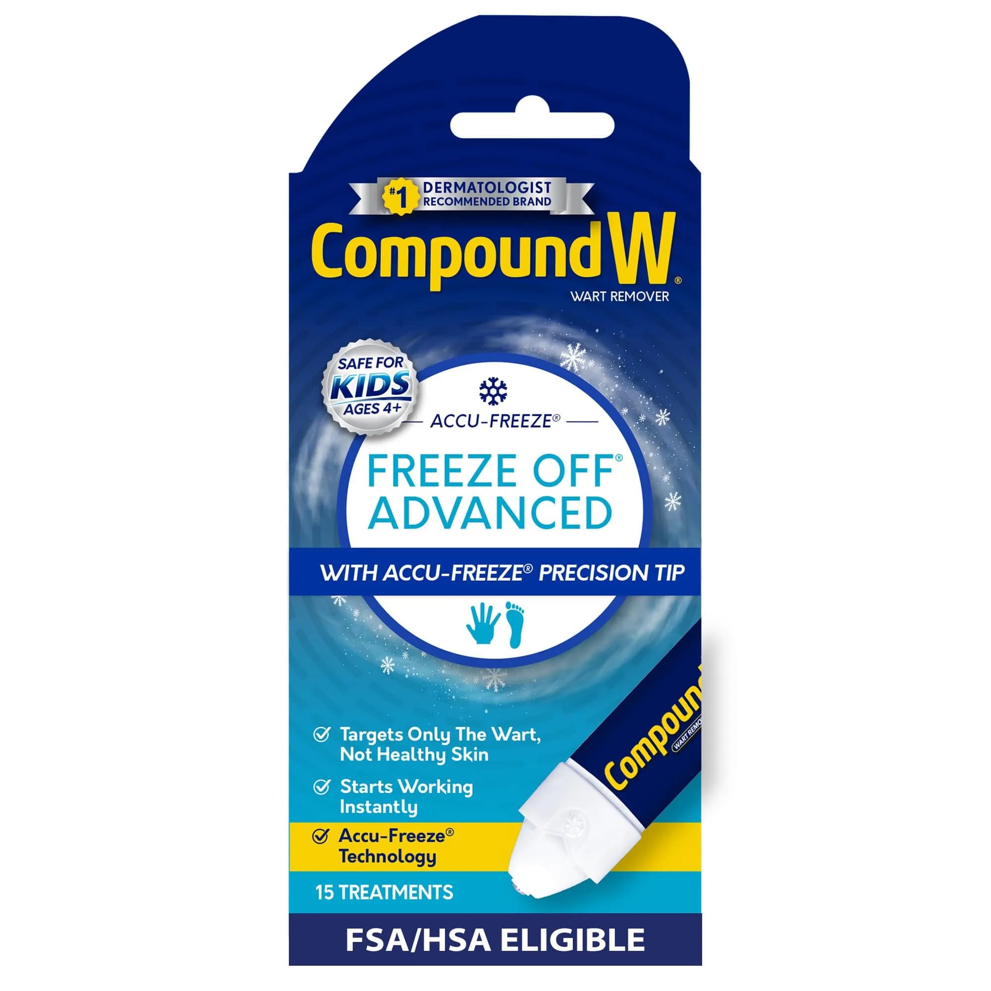 Compound W Freeze Off Advanced Wart Remover 15 Treatments | Cryotherapy for Warts, Precision Tip Applicator - main product image