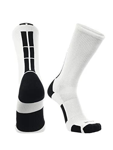 TCK Baseline Crew Athletic Socks for Basketball, Football & Sports - Small, White/Black | Supportive, Moisture-Wicking & Durable thumbnail 1