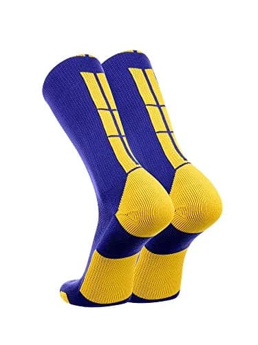 TCK Baseline Crew Athletic Socks for Basketball, Football & Sports - Small, Purple/Gold | Moisture-Wicking, Supportive Fit thumbnail 2