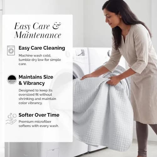 Southshore Fine Living, Inc. Oversized White Queen Quilt Bedding Set with 2 Shams | Microfiber, All Seasons, Full/Queen thumbnail 8