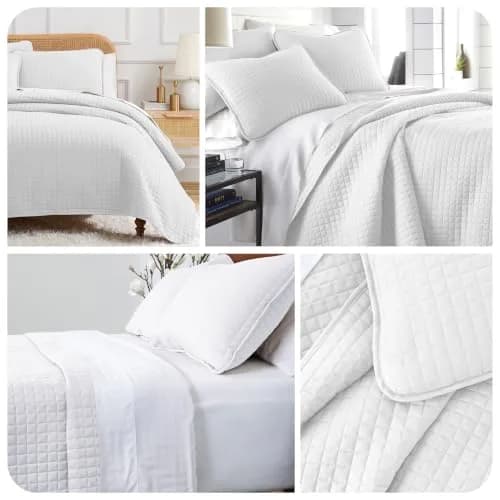 Southshore Fine Living, Inc. Oversized White Queen Quilt Bedding Set with 2 Shams | Microfiber, All Seasons, Full/Queen thumbnail 9