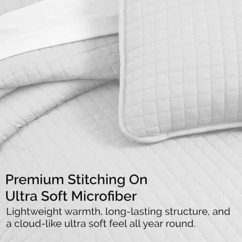 Southshore Fine Living, Inc. Oversized White Queen Quilt Bedding Set with 2 Shams | Microfiber, All Seasons, Full/Queen thumbnail 3