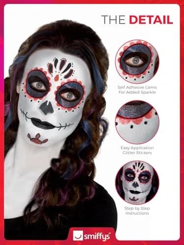 Smiffys Day of the Dead Make-Up Kit, with Face Paints | Face Art & Costume Accessory thumbnail 4