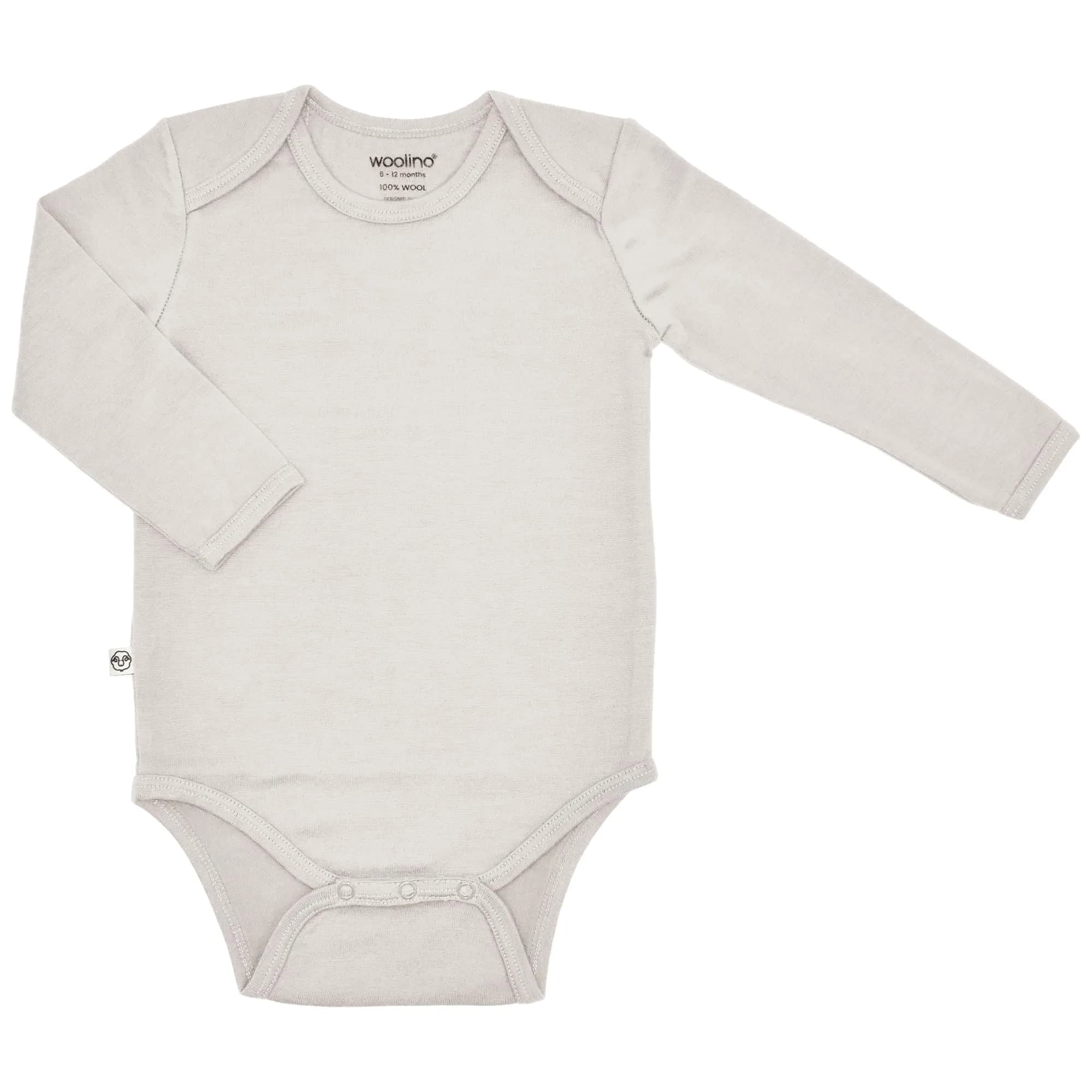 Woolino 100% Superfine Merino Wool Baby Bodysuit Long Sleeve 3-6 Months | Temperature-Regulating & Soft