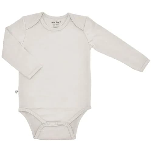 Woolino 100% Superfine Merino Wool Baby Bodysuit Long Sleeve 3-6 Months | Temperature-Regulating & Soft thumbnail 1