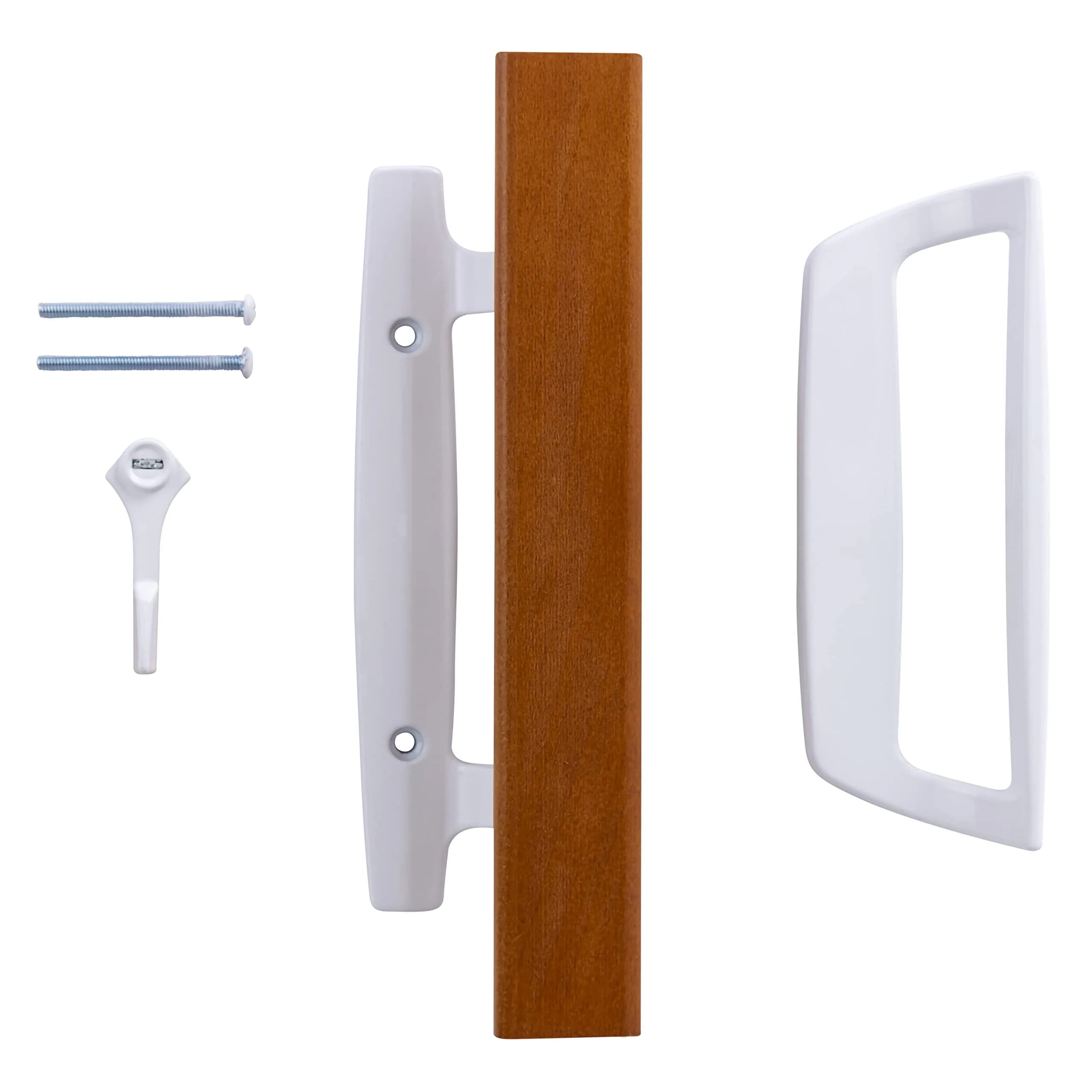 Wright Products White Mortise Sliding Patio Door Handle Set with Wood Pull - 3.875" Center to Center - main product image