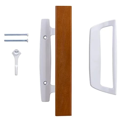Wright Products White Mortise Sliding Patio Door Handle Set with Wood Pull - 3.875" Center to Center thumbnail 1