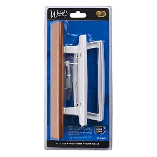 Wright Products White Mortise Sliding Patio Door Handle Set with Wood Pull - 3.875" Center to Center thumbnail 2