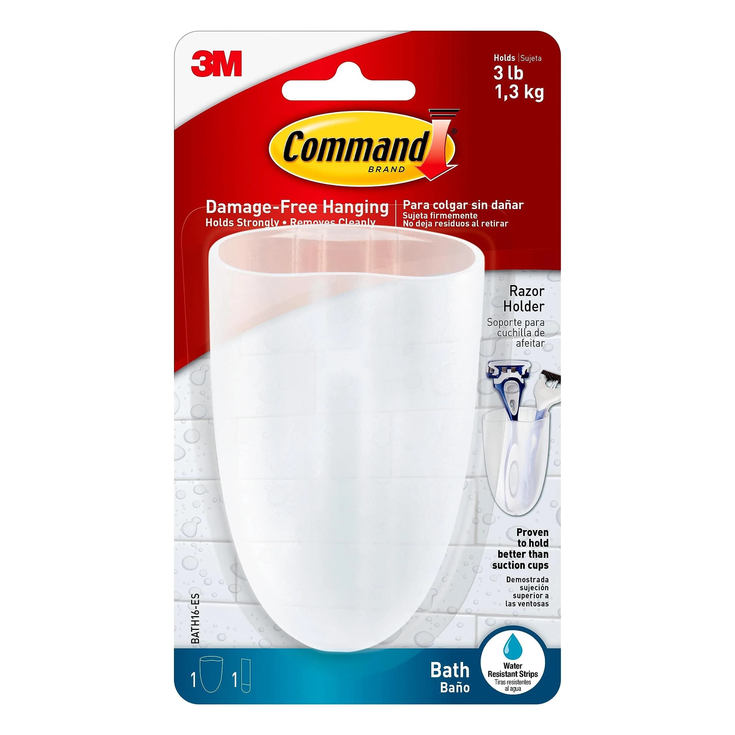 Command Razor Holder, Clear Frosted | Damage-Free Bathroom Organization (70-120 chars)
