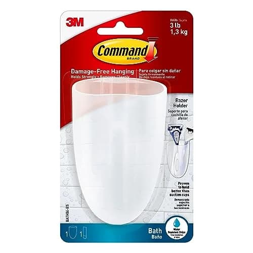 Command Razor Holder, Clear Frosted | Damage-Free Bathroom Organization (70-120 chars) thumbnail 1