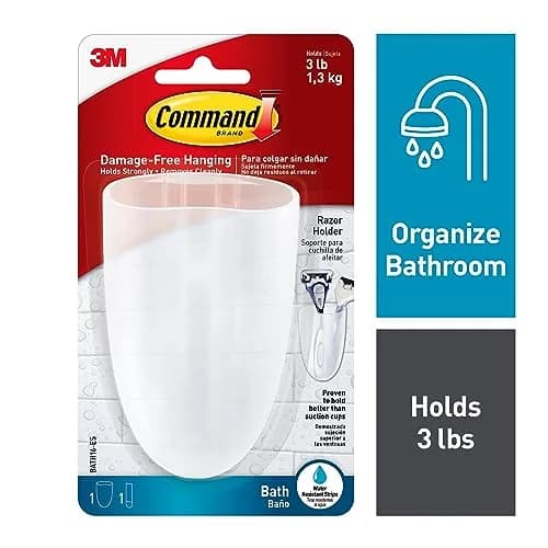 Command Razor Holder, Clear Frosted | Damage-Free Bathroom Organization (70-120 chars) thumbnail 2