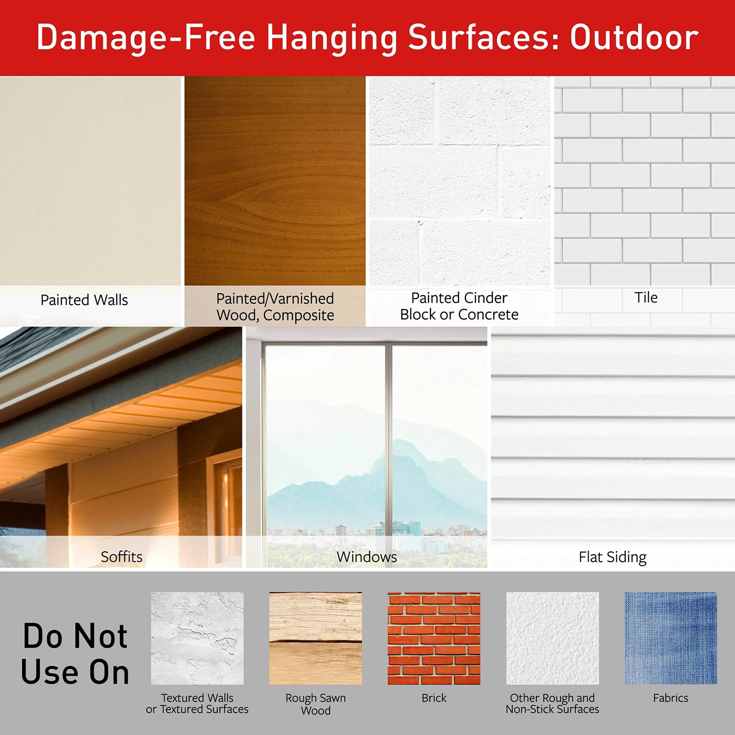 Command Outdoor Small Refill Strips 16 Count | Damage-Free Hanging for Smooth Surfaces - view 6
