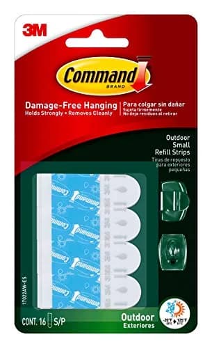 Command Outdoor Small Refill Strips 16 Count | Damage-Free Hanging for Smooth Surfaces thumbnail 1
