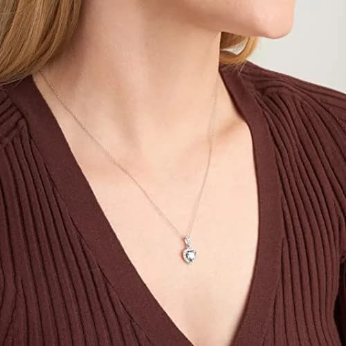 MORGAN & PAIGE .925 Sterling Silver Rhodium Plated White Topaz and White Sapphire Heart Jewelry Set - Pendant Necklace 18in, Ring Size 7, Earrings thumbnail 2