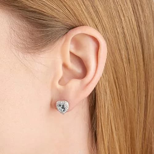 MORGAN & PAIGE .925 Sterling Silver Rhodium Plated White Topaz and White Sapphire Heart Jewelry Set - Pendant Necklace 18in, Ring Size 7, Earrings thumbnail 3
