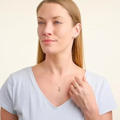 MORGAN & PAIGE Silver Rhodium Plated Yellow Citrine Halo Heart Jewelry Set | November Birthstone, Elegant & Hypoallergenic thumbnail 2