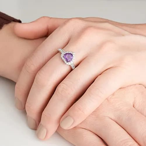 MORGAN & PAIGE Silver Rhodium Plated Purple Amethyst Heart Jewelry Set | February Birthstone thumbnail 4