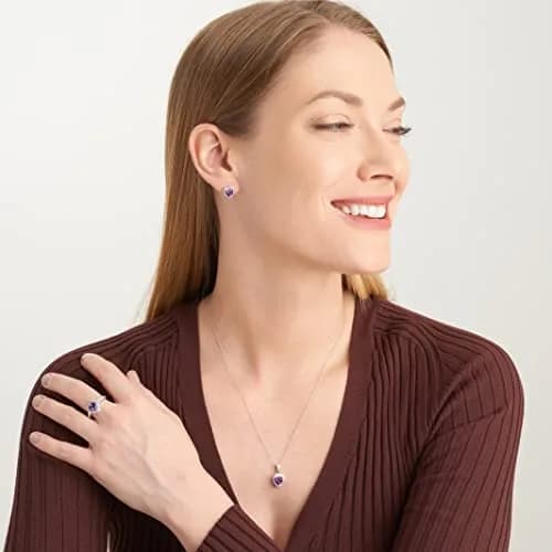 MORGAN & PAIGE Silver Rhodium Plated Purple Amethyst Heart Jewelry Set | February Birthstone thumbnail 7