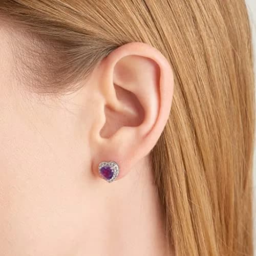 MORGAN & PAIGE Silver Rhodium Plated Purple Amethyst Heart Jewelry Set | February Birthstone thumbnail 3