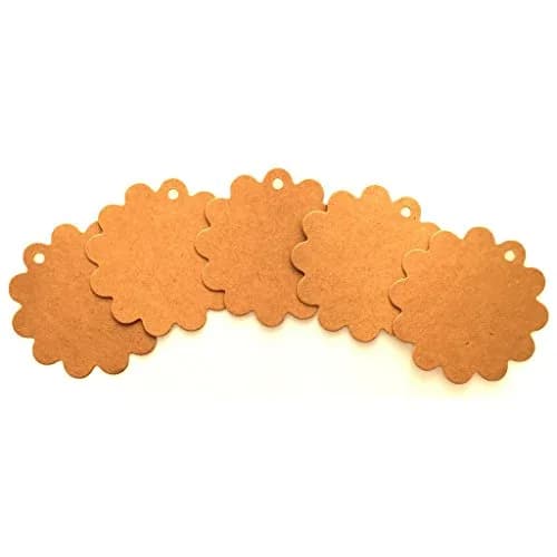 LWR CRAFTS 100 Hang Tags Scalloped Round Kraft with Jute Twines 2 3/8" | Creative Gift & Craft Tags thumbnail 2