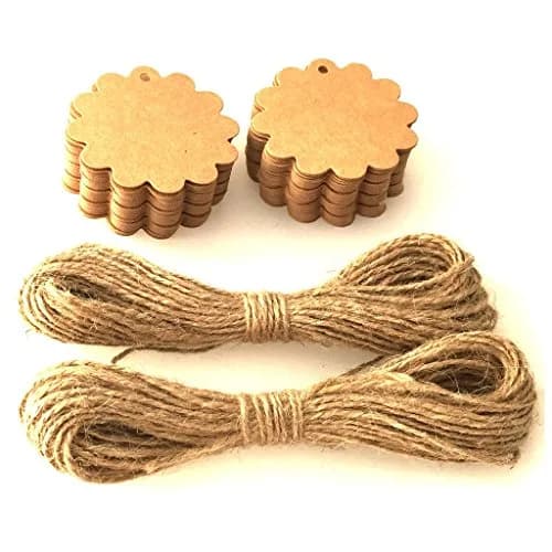 LWR CRAFTS 100 Hang Tags Scalloped Round Kraft with Jute Twines 2 3/8" | Creative Gift & Craft Tags thumbnail 3