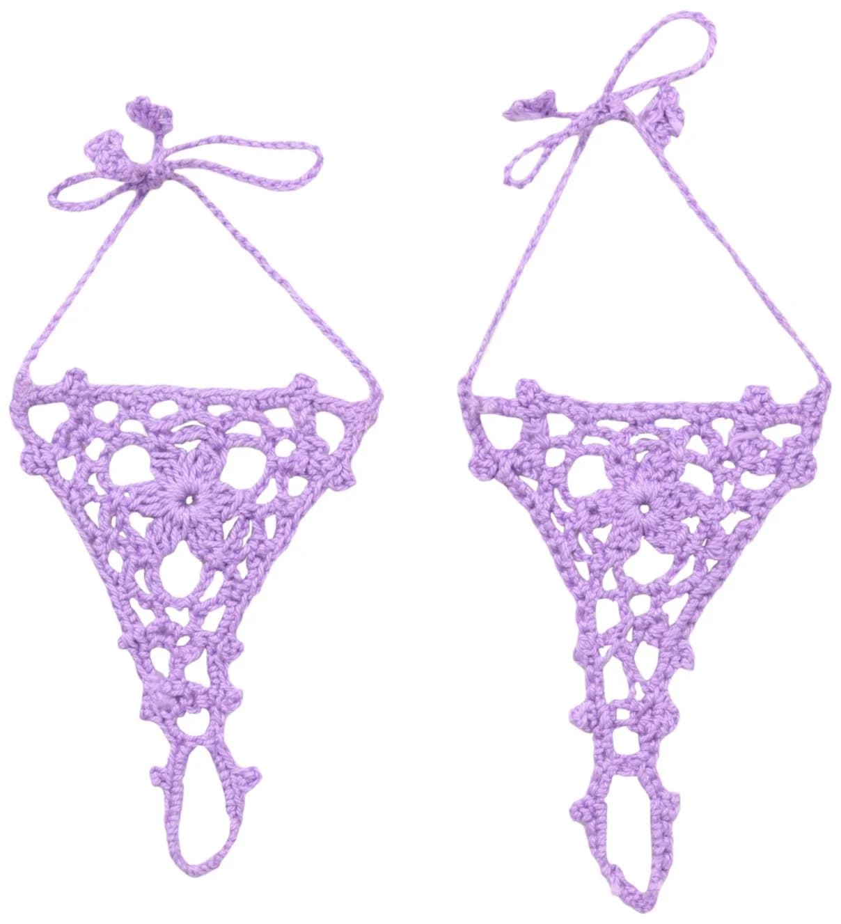 Jefferies Socks Big Girls' Summer Crochet Barefoot Sandal, Lilac, Medium | Cotton Rich, No Closure, Open Toe