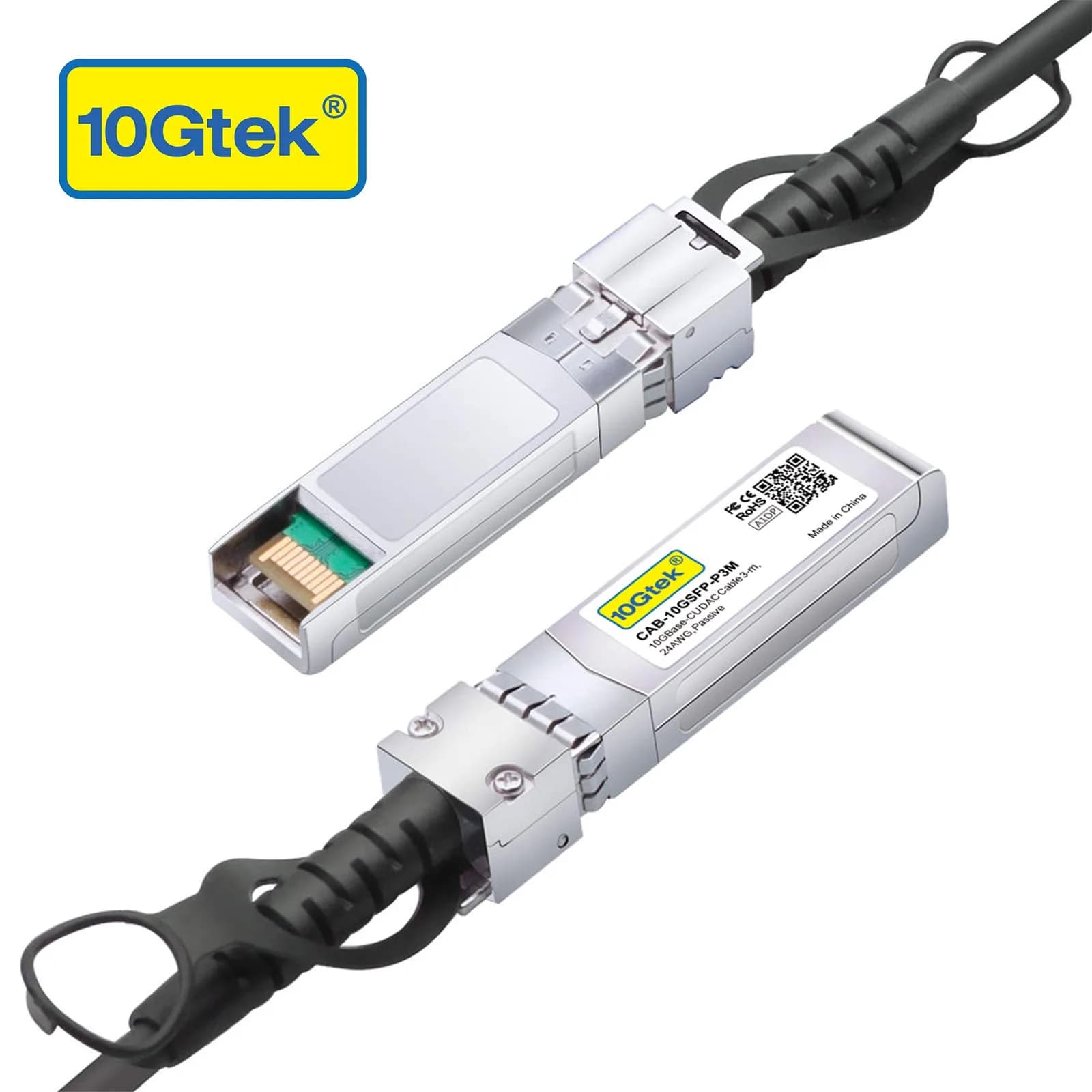 10Gtek SFP+ DAC Twinax Cable 3m (10ft) | 10Gbps Passive Direct Attach Copper Cable for Cisco, Ubiquiti, Meraki - view 2