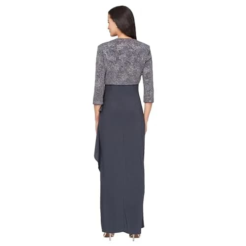 Alex Evenings Womens Empire Waist Bolero Jacket Dress 14P | Evening Formal Wear with Ruched Skirt thumbnail 3
