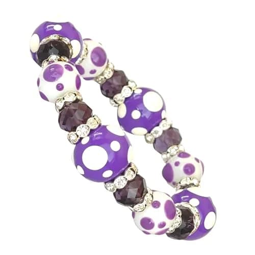 Linpeng Polka Dots Glass Beaded Stretch Bracelet | Vibrant Handmade Gift for Her thumbnail 1