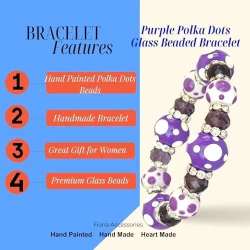 Linpeng Polka Dots Glass Beaded Stretch Bracelet | Vibrant Handmade Gift for Her thumbnail 5
