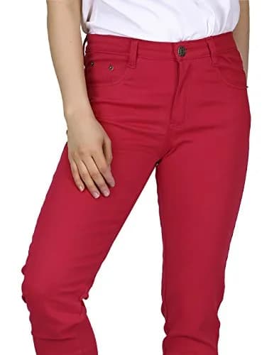 HDE Women's Mid-Rise Stretchy Denim Slim Fit Skinny Jeans (Red, Small) | Curvy Fit Comfort & Style thumbnail 6