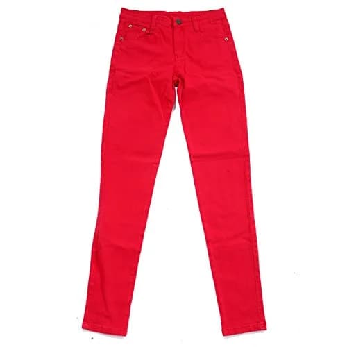 HDE Women's Mid-Rise Stretchy Denim Slim Fit Skinny Jeans (Red, Small) | Curvy Fit Comfort & Style thumbnail 8