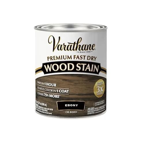 Varathane Premium Fast Dry Ebony Wood Stain 946ml (1 Quart) | One Coat Coverage, 1 Hour Dry Time — Ebony