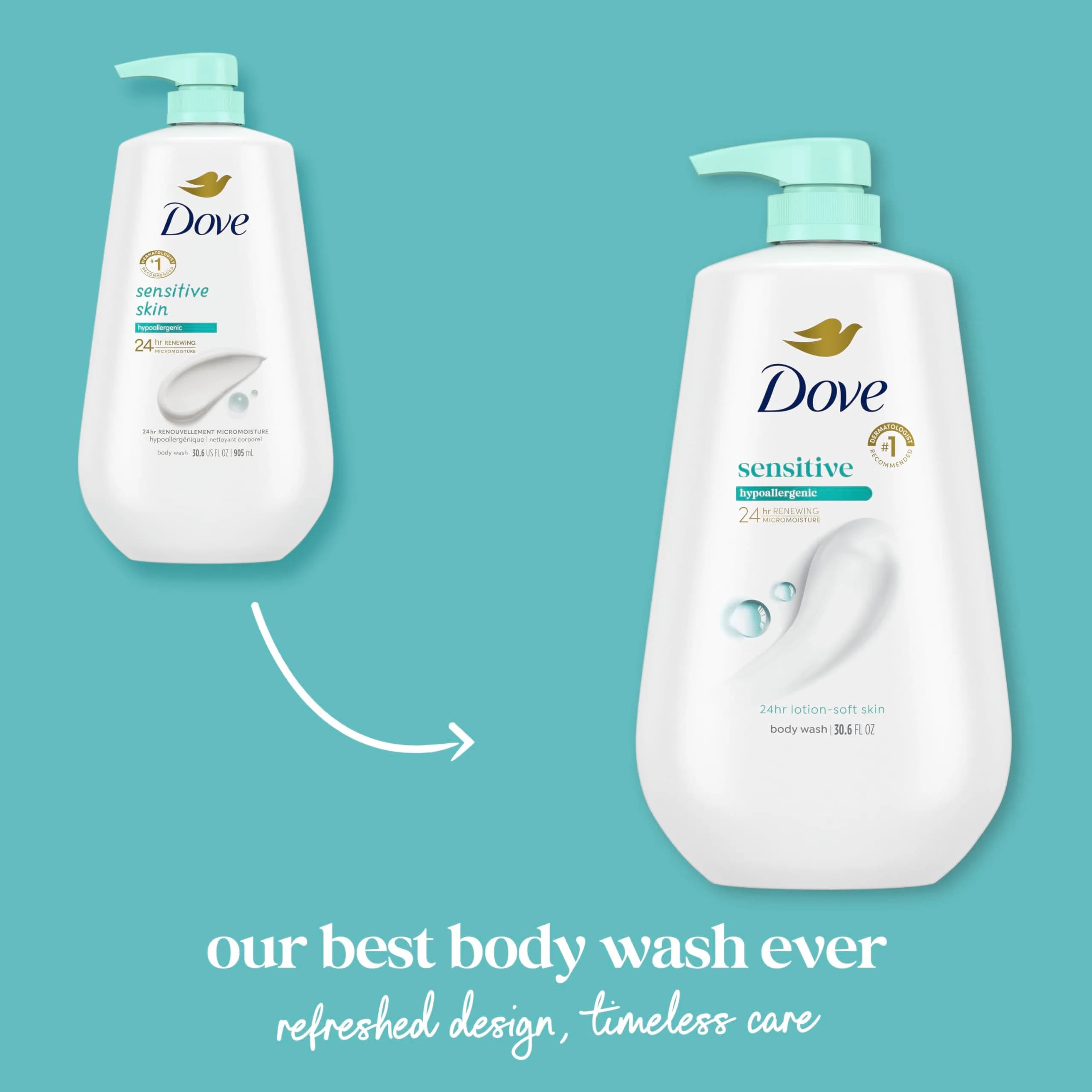 Dove Sensitive Skin Body Wash with Pump, 867g (30.6 oz) | Hypoallergenic Moisturizing Skin Cleanser - view 3