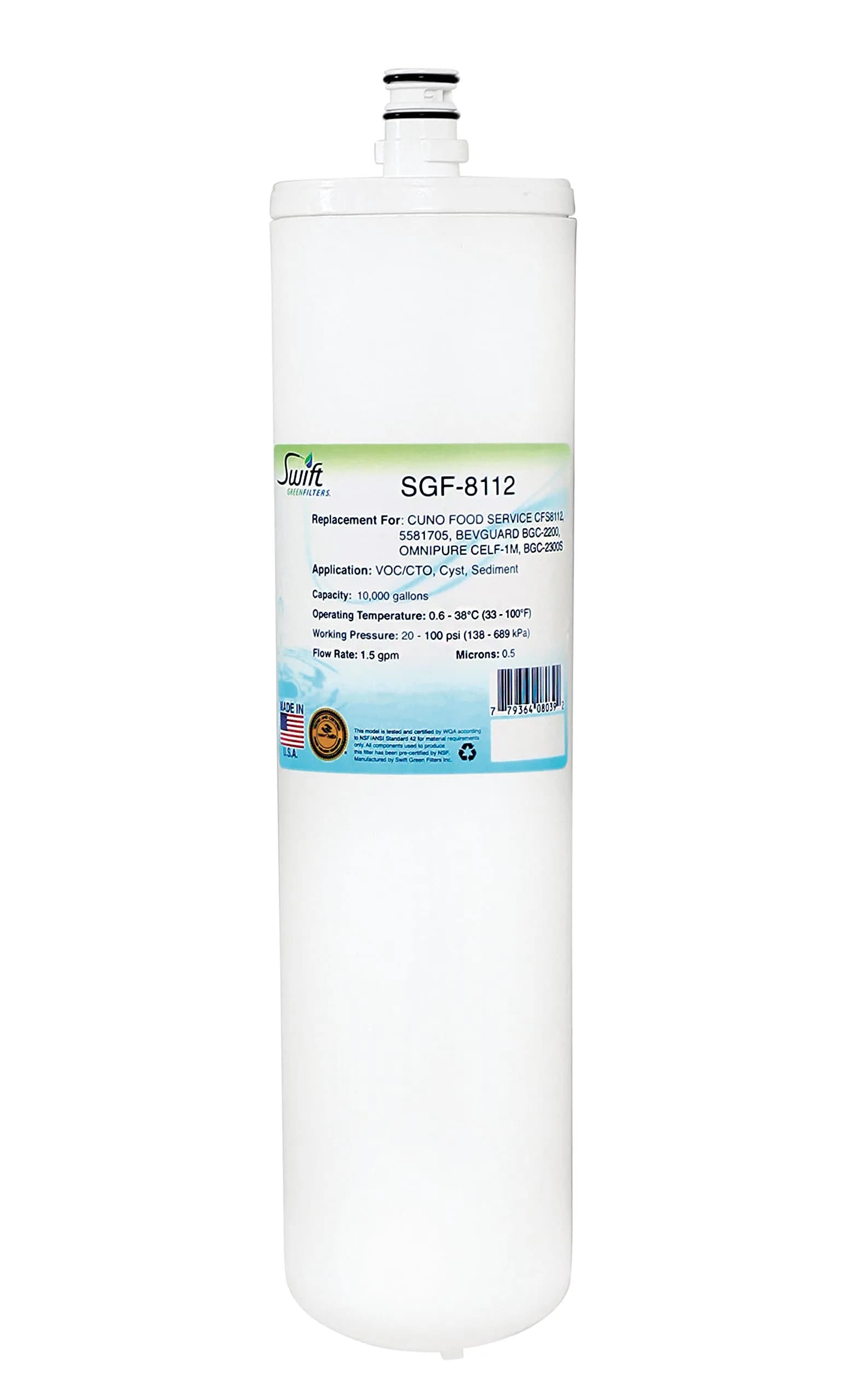 Swift Green Filters SGF-8112 Replacement Water Filter for Cuno Cfs8112 | Reduces Chlorine, VOCs & Sediment, 1 Pack