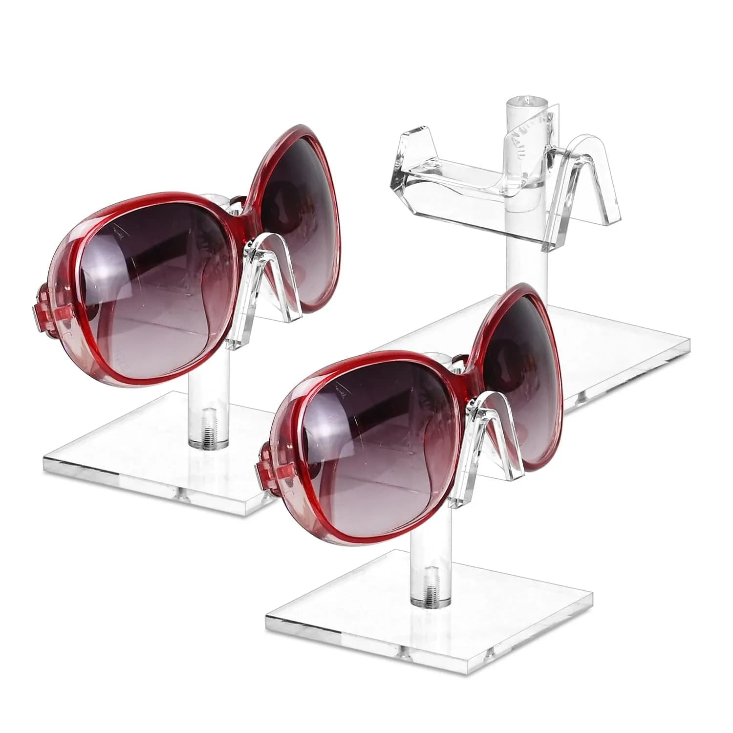 MOOCA 3-Piece Acrylic Eyewear Riser Display Stand for Sunglasses | Modern Clear Acrylic Eyewear Organizer (2 3/4"W x 2 3/4"D x 3"H) - main product image